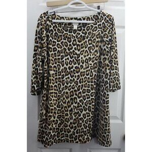 Chicos Animal Print Tunic Top 3/4 Sleeve. Size 2